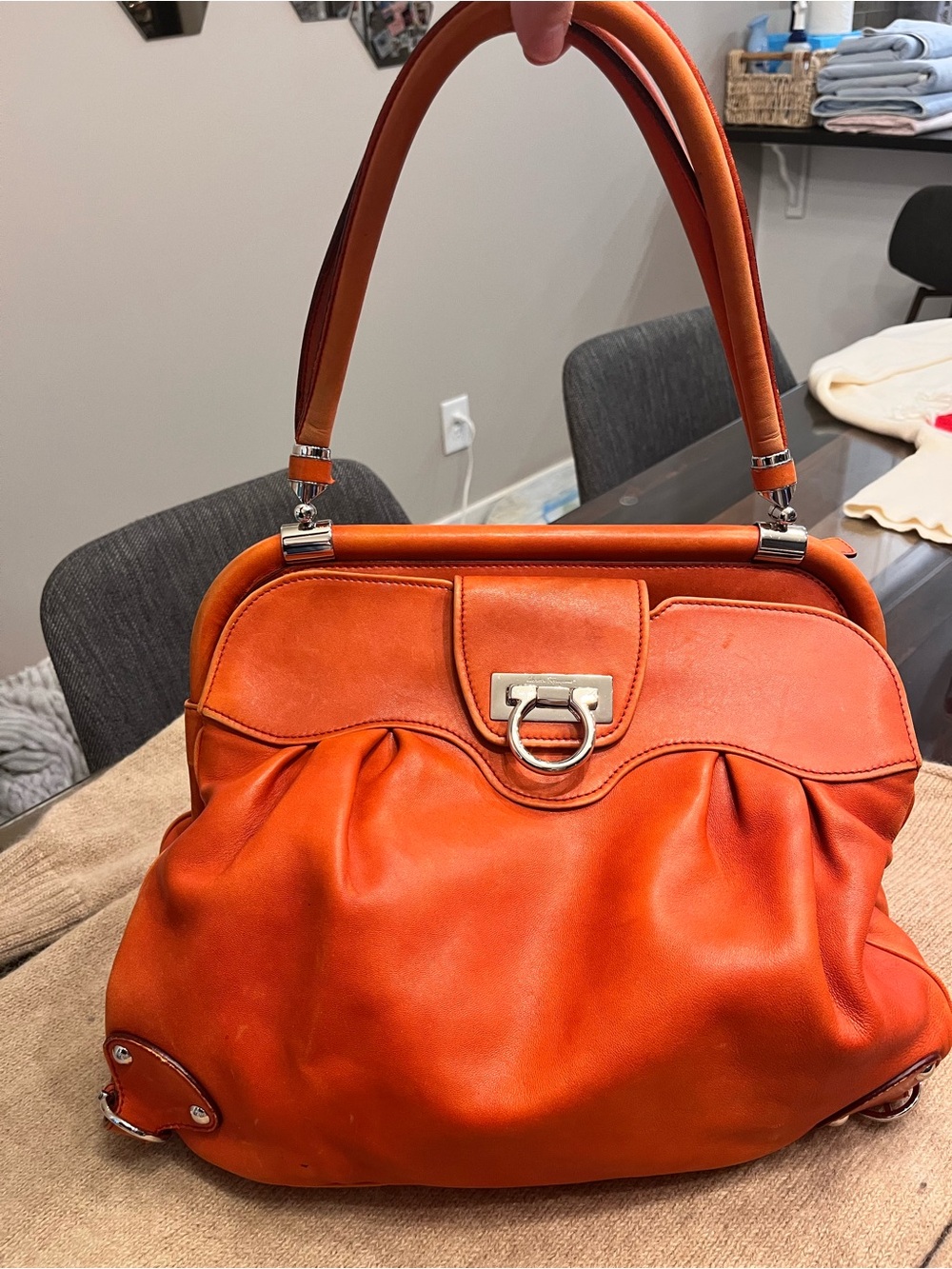 Vintage Salvatore Ferragamo Gancini shoulder satchel / doctor-style bag